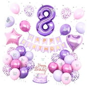 SKYSONIC Sweet 16 Party Decorations, Lavender Birthday Decor for Girls Number Foil Balloons Cake Topper Butterfly Stickers for 16th Birthday Party