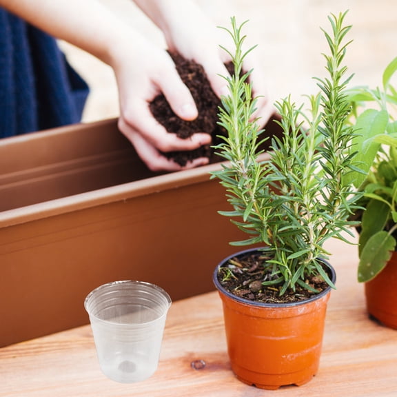 50 Pcs Clear Plastic Nursery Flower Pots with Drainage Holes, Small Plant Containers for and Garden Plants