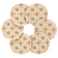 thumbnail image 7 of Yayeee 6 PCS Drink Coasters with Holder Set Woven Absorbent Round Tabletop Hot Pad, Pastel Beige Geometric, 7 of 7