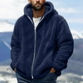 thumbnail image 2 of Fgnfyis Winter Jackets for Men Plus Size Casual Color Block Zipper Hoodie Loose Plush Warm Top for Cold Weather Mens Coat Navy_001 XXL, 2 of 5