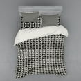 thumbnail image 2 of Geometric Duvet Cover Set, Monochrome Lattice Pattern with Rhombuses and Crossing Lines Print, Bedding Set with Shams and Fitted Sheet, 3 Sizes, by Ambesonne, 2 of 3