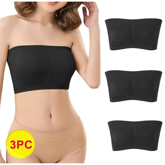 Women's High Impact Racerback Bra Women's Stretch Strapless Bra,Summer Bandeau Bra,Plus Size Strapless Bra,Comfort Wireless Bra Black Xxl