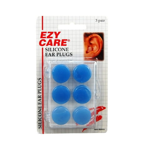 Silicone Ear Plugs (3 Pair) In a Convenient Plastic Carrying Case - Great for Swimming, Great for swimming - keeps water out of your ears By Ezy (Best Way To Keep Water Out Of Ears)