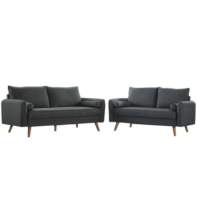 Modway Ensemble Canapé et Causeuse Rembourrés en Tissu, Gris