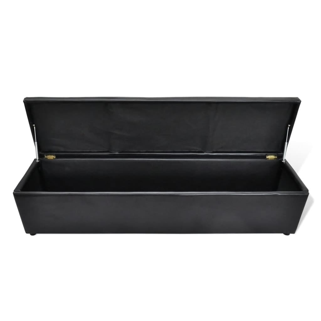 Kepooman Modern Folding Faux Leather Storage Ottoman Bench for Home Office, Black Kepooman Modern Folding Faux Leather Storage Ottoman Bench for Home Office, Black
