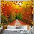 thumbnail image 4 of Autumn Forest Tapestry Nature Fall Tree Thanksgiving Tapestry for Bedroom Aesthetic Autumn Path Yellow Red Fallen Leaves Landscape Tapestries Wall Hanging for Living Room Dorm 60 x 40 Inch, 4 of 6