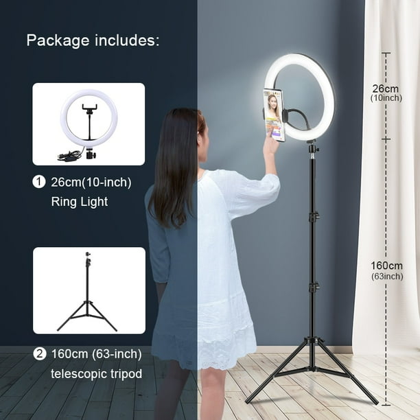 Selfie Ring Light Fotografía Led Borde de lámpara con soporte móvil opcional Soporte de trípode de montaje Ringlight para transmisión de video en vivo Tan Jianjun unisex