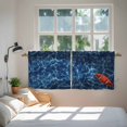 thumbnail image 3 of Navy Blue Ocean Waves Tier Curtains 24 Inch Length, Red Boat Coastal Cafe Short Curtains for Bathroom Over Sink, Small Kitchen Curtain Light Filtering Tiered Drapes 2 Panels 27.5"Wx24"L, 3 of 8