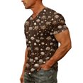 thumbnail image 4 of Men's Fashion Printed V-Neck Short Sleeve T-Shirt – Hawaiian Polka Dot Print Design for Beach Outings and Leisure Wear,Coffee,L, 4 of 8