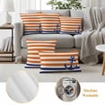 thumbnail image 6 of Anchor Orange Outdoor Waterproof Pillow Covers, Modern Navy Blue White Striped Nautical Decorative Square Throw Pillowcase Sofa Cushion Sham for Patio/Couch/Chair, 24"x24" 2 Pack, 6 of 8