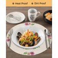 thumbnail image 3 of 15 Inch Round Placemats Set of 4, Spring Floral Non Slip Heat Insulation PP Table Mats, Watercolor Easter Eggs Wreath Plants Beige Washable Place Mats for Kitchen Dining Party Table Decor, 3 of 7