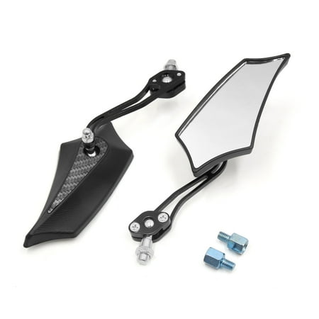 2Pcs Black Snakeskin Pattern Pentagon Rearview Mirror for Motorcycle Motorbike