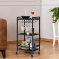 thumbnail image 5 of Moden Black Bar Cart with Wheels 3-Tier Bar Cart for Home Serving Cart for Home with Storage space and Small Bar Cart Suitable for Kitchen living room, 5 of 7