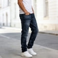 thumbnail image 6 of QQZ Straight Leg Jeans Men, Ripped Distressed Slim Denim Pants for Street Walk, Daily Shopping and Casual Outdoor Activities, 6 of 7