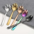 thumbnail image 3 of Dishwasher Safe Tableware,Stainless Steel Shell Shaped Spoon Silver Small Dessert Spoon Mini Jelly Tea Stirring Spoon for Jam Yogurt Dessert Coffee Home Kitchen Office Tableware, 3 of 5
