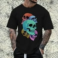 thumbnail image 2 of Bibifish Mens Short Sleeve Graphic Tee Shirt Retro Skull Print Breathable Casual Rock Style Crew Neck T-Shirts, 2 of 4