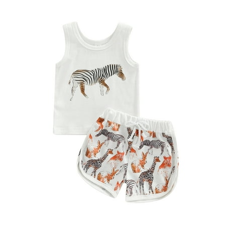 

aturustex Toddler Baby Boy Summer Outfit Animal Island Sleeveless Tank Top+Drawstring Shorts Set 2pcs Beach (6 Months-4 Years)