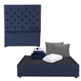 thumbnail image 1 of Box Base Cama Queen Size + Cabecera Capri Dicasa Azul Marino + Almohada 2Pack + Protector Cloud + Sábanas Softy, 1 of 8