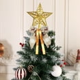 thumbnail image 5 of sruoe Christmas Tree Bows Ribbon, Christmas Tree Decorations Indoor, Xmas Tree Bowknot Ornaments, Wreath, Sequined Bow, Hanging Christmas Tree Topper for Wedding Holiday Party Decoration, Brown, 5 of 6