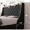 thumbnail image 5 of Feonase Upholstered Full Size Bed Frame with 4 Storage Drawers, Large Wingback Storage Headboard, No Box Spring Needed, Black, 5 of 6