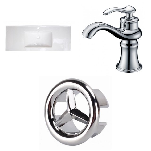 American Imaginations 48.75-in. W 3H4-in. Ceramic Top Set In White Color - Overflow Drain Incl. AI-24218
