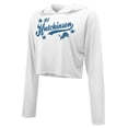 thumbnail image 2 of Women's Majestic Threads Aidan Hutchinson White Detroit Lions Glitter Wordmark Hoodie, 2 of 3