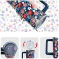 thumbnail image 5 of 4th of July Cup Gifts for Women Men，Patriotic 40oz Tumbler with Handle and Straw, Red White and Navy Floral Stainless Steel Insulated Water Bottle (1 PC), 5 of 5