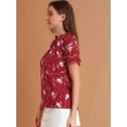 thumbnail image 4 of INSPIRE CHIC Top De Blusa Campesina De Manga Corta Con Volantes Y Cuello Con Lazo Floral Para Mujer Rojo L, 4 of 6