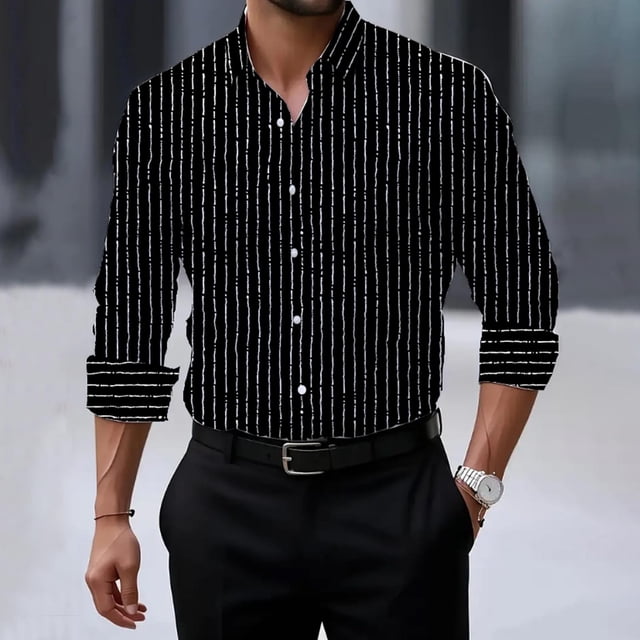 Seeotter Mens Button Down Shirts Wrinkle Free 4-Way Stretch Print Business Casual Shirt
