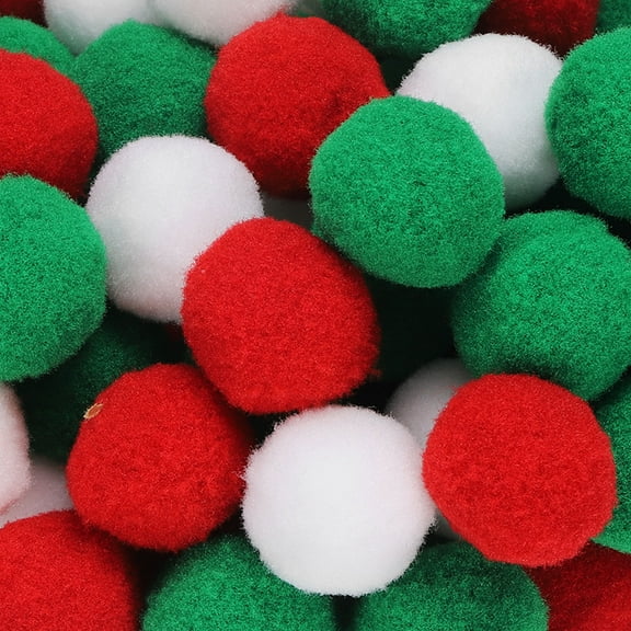 Fuzzy Pom Poms Balls, 108 Pcs 1 Inch/25 mm Mini PomPoms for Crafts Jewelry Making Christmas Colors