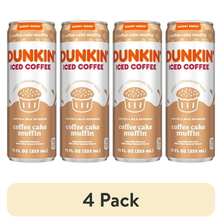 (4 pack) Dunkin' Coffee Cake Muffin Iced Coffee 11 fl oz