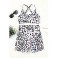 thumbnail image 1 of ABPHQTO Conjunto de bikini de cintura alta con cuello en U cruzado estampado negro para mujer, 1 of 5