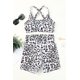 thumbnail image 1 of ABPHQTO Conjunto de bikini de cintura alta con cuello en U cruzado estampado negro para mujer, 1 of 5