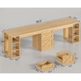 thumbnail image 2 of 96.5-Inch Farmhouse Double Computer Desk with Drawers and Storage Shelves, 2-Person Home Office Desk, Oak, 2 of 7