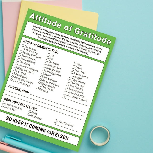 Cosmug Bloc-Notes et Liste de Contrôle de Gratitude, Bloc-Notes Rechargeable de 50 Pages pour Journal Quotidien et Notes de Travail, Bloc-Notes, Journal de Gratitude, D, 1 Pce