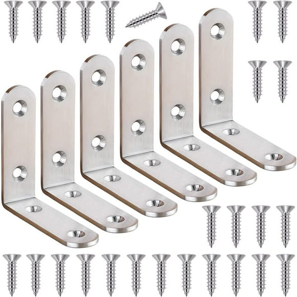 EcoNesxp 6 Pack Angle Bracket MM Right Angle Bracket Type Bracket 65x65mm Right Angle Bracket Bracket Joint Fastener For Wood Heavy Duty