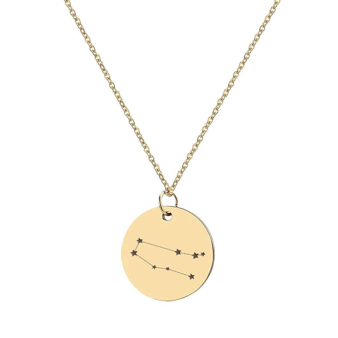 Anavia Round Gemini Constellation Zodiac Star Sign Stainless Steel Gold Disc 22mm Pendant Jewelry with Gift Box