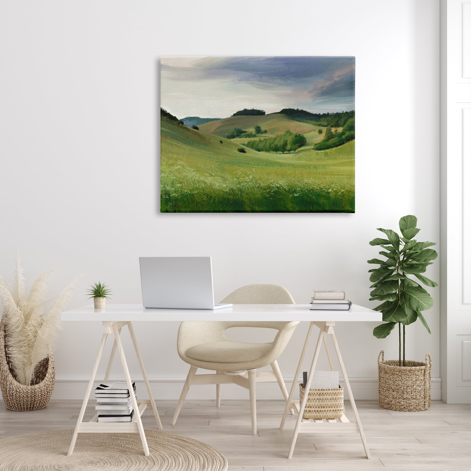 Stupell Industries Rolling Country Hills Green Rural Meadow Fields Painting Gallery Wrapped Canvas Print Wall Art, Design by Ziwei Li