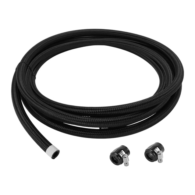 Unique Bargains AN-8 Fuel Line Kit 16.01FT with 2 Pcs Black Clamps 1 Set