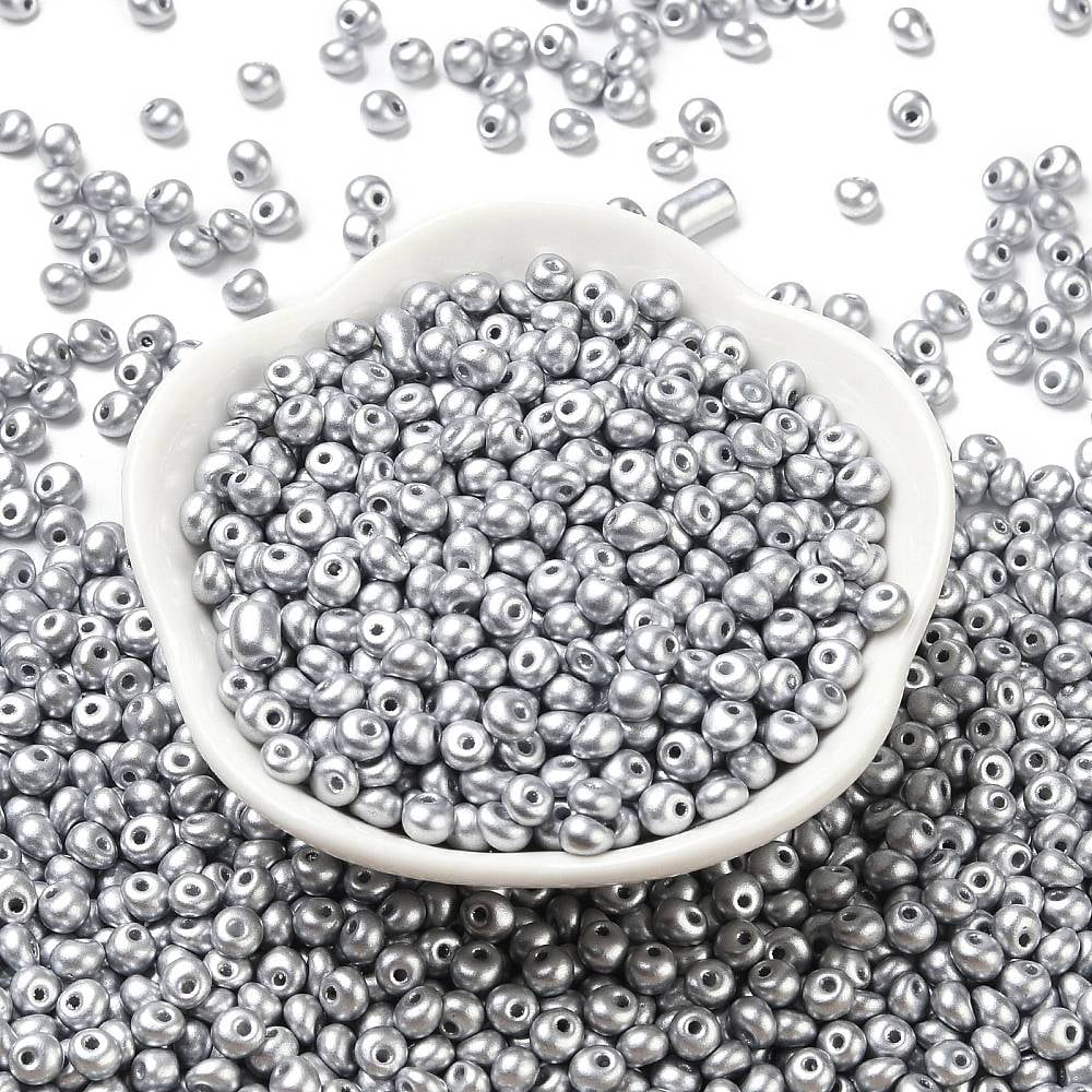 1pound 6/0 Glass Seed Beads Opaque Colours Luster Teardrop Silver 4~5x4~4.5x3~4mm Hole: 0.8~0.9mm about 5625pcs/pound