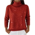 thumbnail image 2 of Women's & Plus Size Sequin Sweater, Sparkly Turtleneck Long Sleeve Relaxed Fit, Fall Winter Soft Basic Casual Tops S-5XL, 2 of 5