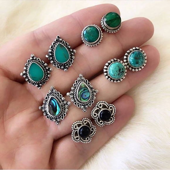 Turquoise Earrings, Staron 2026 Elegant 5-Pair Set for Women, Alloy Jewelry for Party Dating Everyday Wear Gift Ready