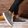 thumbnail image 3 of Ankle Boots for Women Platform Nonslip Zip up Short Booties Suede Round Toe Casual Walking Shoes Flats, 3 of 5