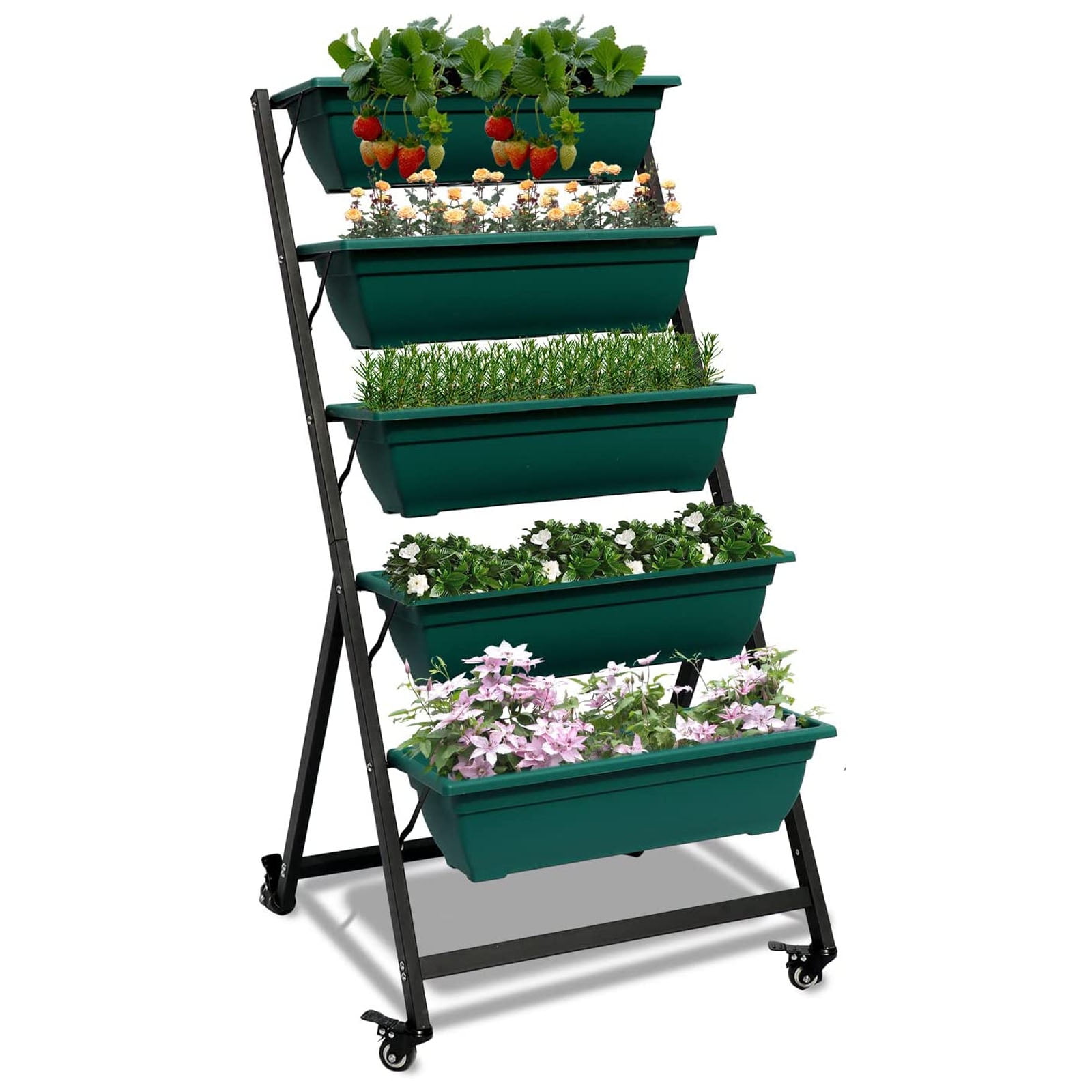 BIGTREE 5 Tier Metal Vertical Raised Garden Bed with Wheel