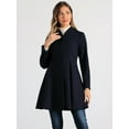 thumbnail image 3 of DARING DIVA Women's A-Line Long Sleeve Single Breasted Peplum Hem Long Coat Dark Blue XS, 3 of 6