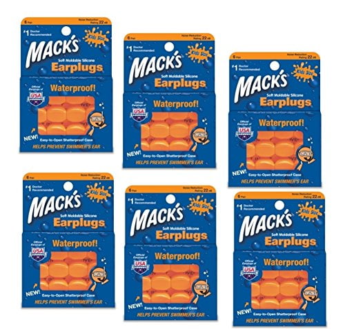 Macks Moldable Silicone Ear Plugs, Kids Size, 6 Pair (Pack of 6)