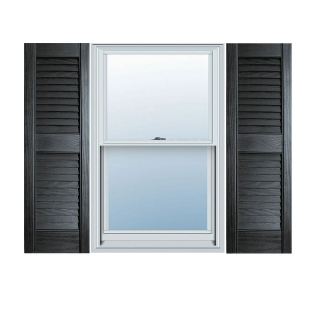 12" x 55" Builders Choice Vinyl Open Louver Window Shutters, w/Shutter Spikes & Screws (Per Pair), Grey