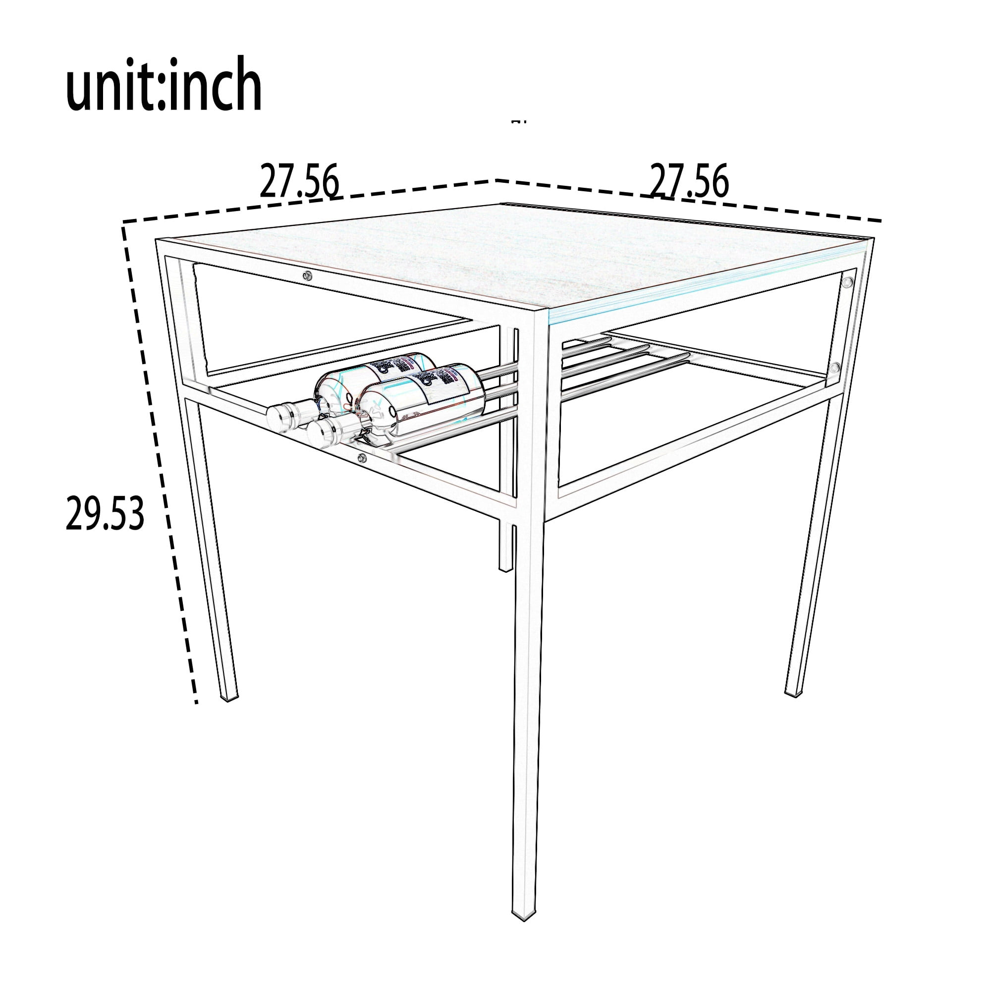 GARITIN 3 Piece Dining Table Set with 2 Chairs, Small Square Kitchen Table with Storage Rack for Small Space Apartment, Walnut