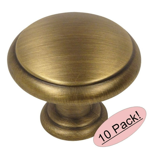 Cosmas 5422BAB Brushed Antique Brass Cabinet Hardware Mushroom Knob - 10 Pack