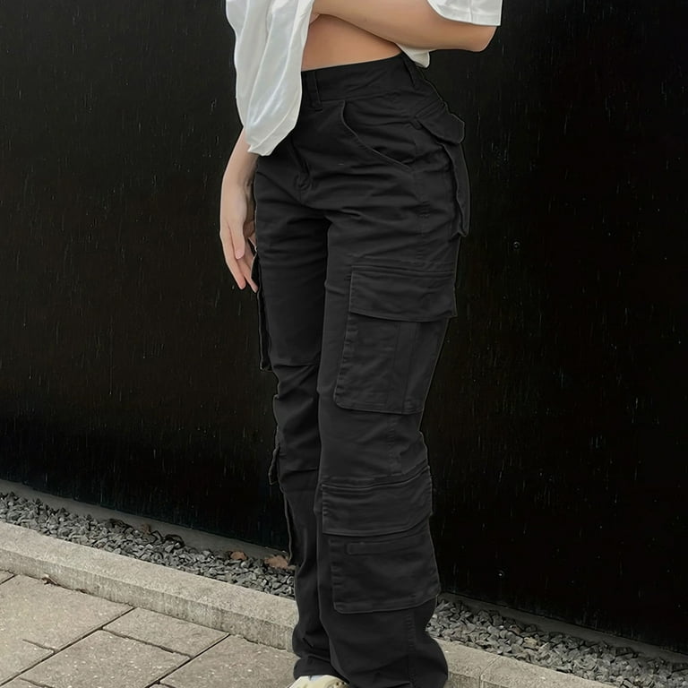 MELT THE LADY low waist cargo pants 黒 Asqwmvz Cargo Pants Women Women's Solid Color Low Rise Multi